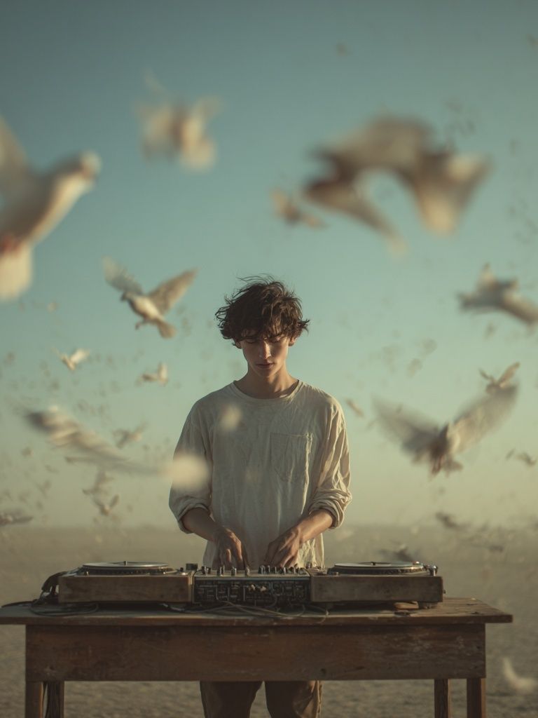 DJ in Desert Birds Photography Poster. poster — photography art