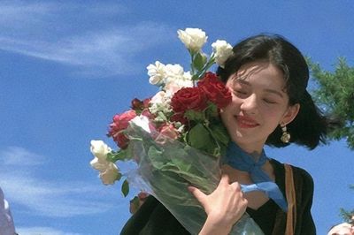 Woman with Flowers Photography Poster.