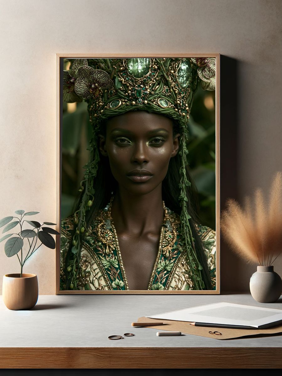 Emerald Botanical Portrait Print. — room view 2