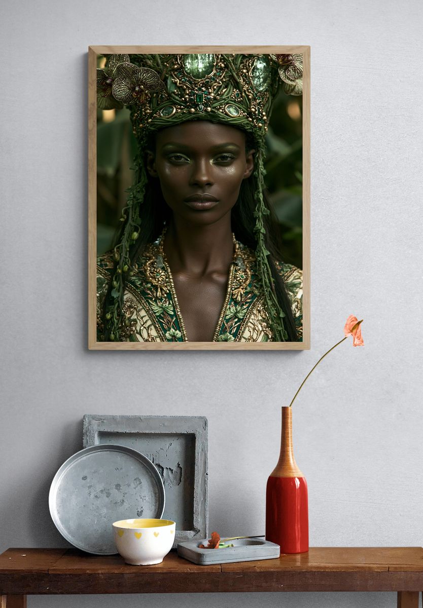 Emerald Botanical Portrait Print. — room view 3