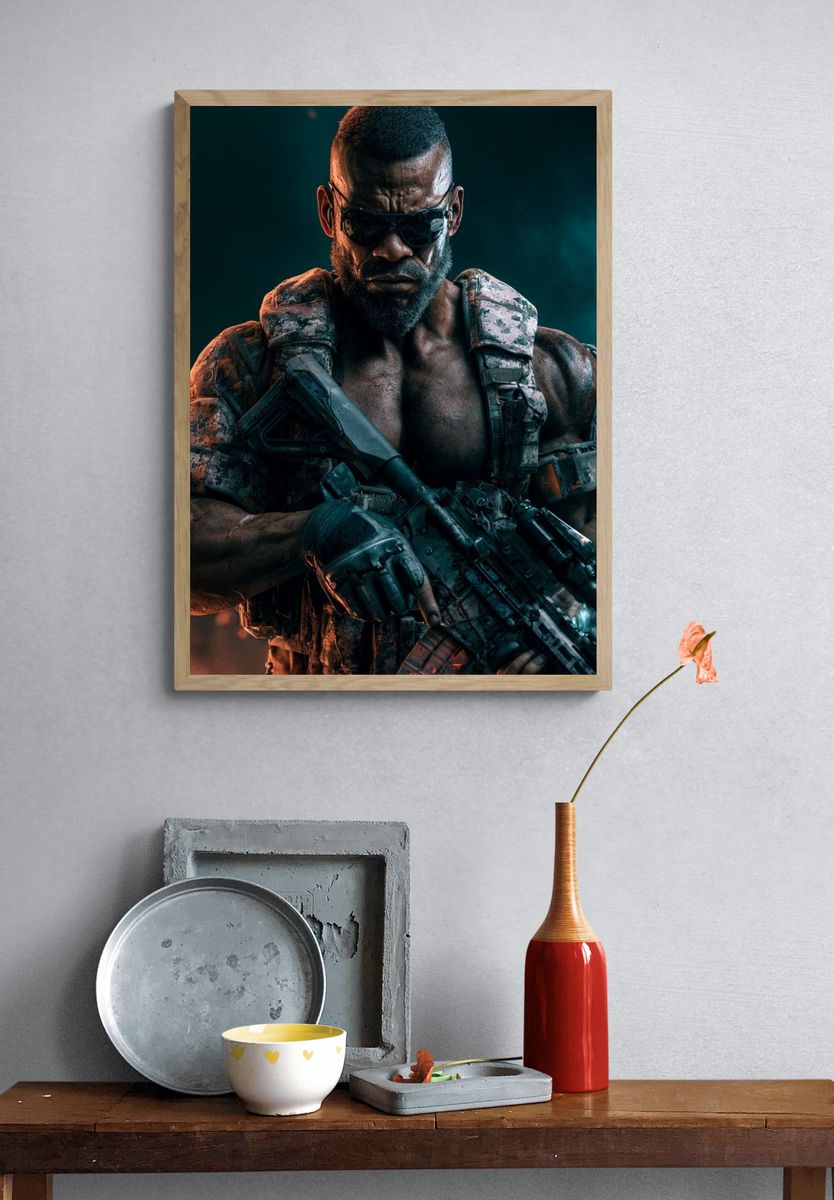 Tactical Soldier Portrait Poster. — room view 3
