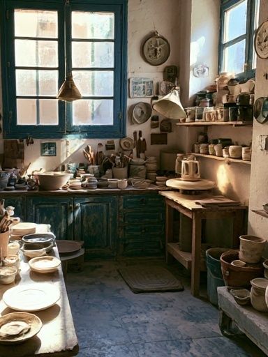 Sunlit Ceramic Studio Photography Poster. poster — photography art