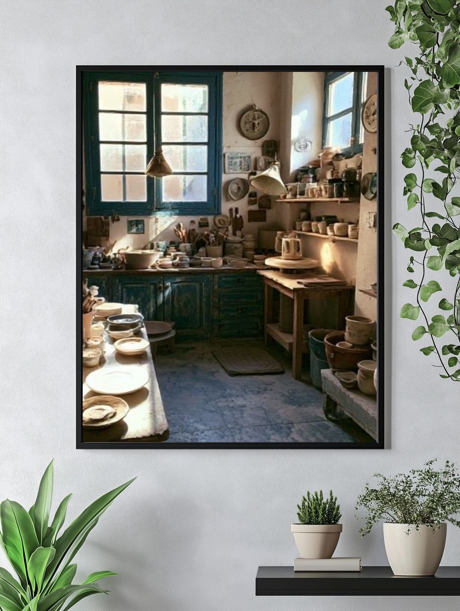 Sunlit Ceramic Studio Photography Poster. — room view 4