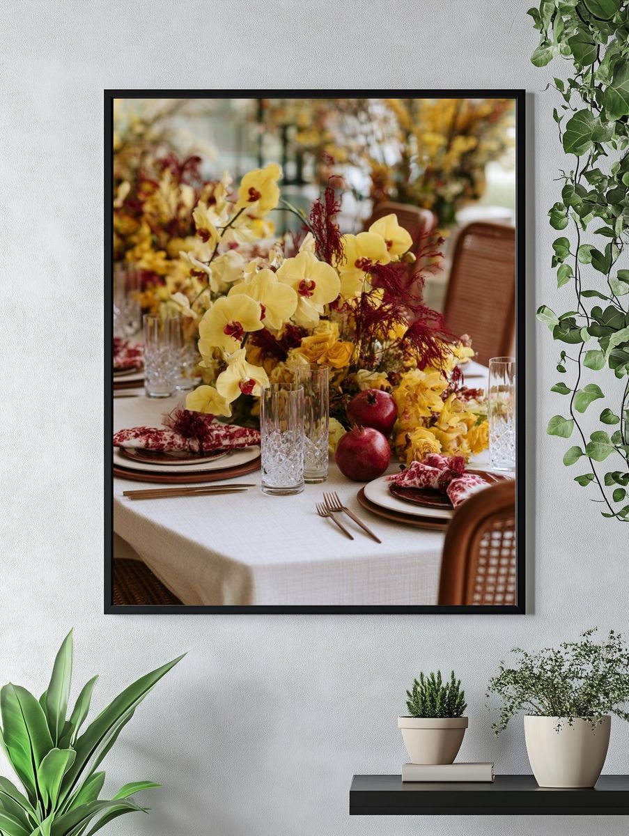 Elegant Floral Tablescape Photography Poster. — room view 4