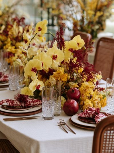Elegant Floral Tablescape Photography Poster.