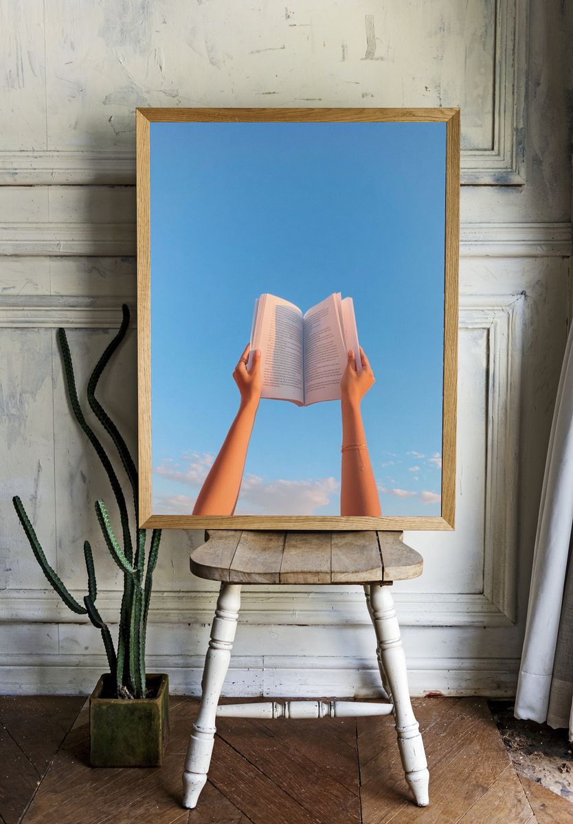 Open Book in Blue Sky Poster. — room view 1