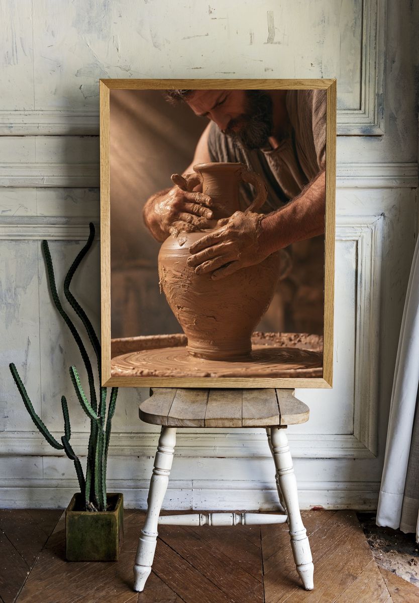 Potter at the Wheel Photography Poster. — room view 1