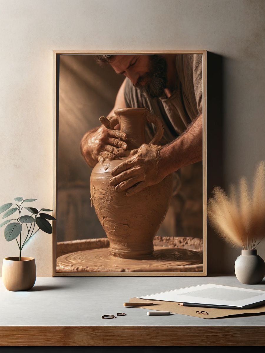 Potter at the Wheel Photography Poster. — room view 2