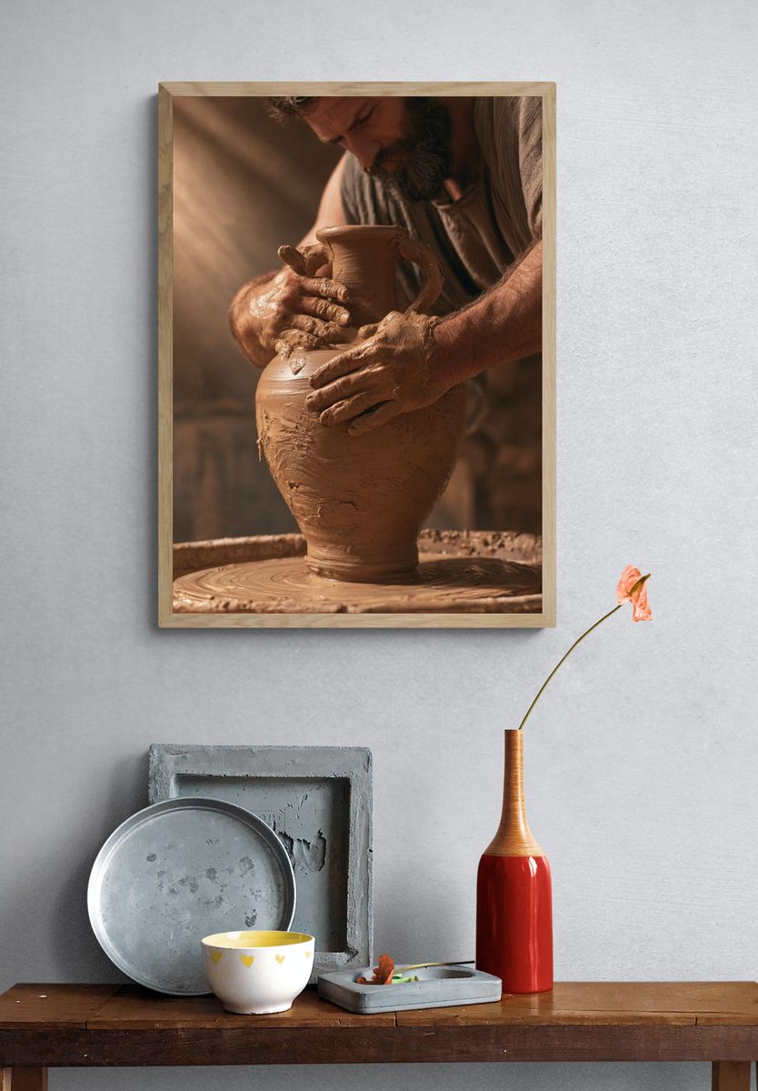 Potter at the Wheel Photography Poster. — room view 3