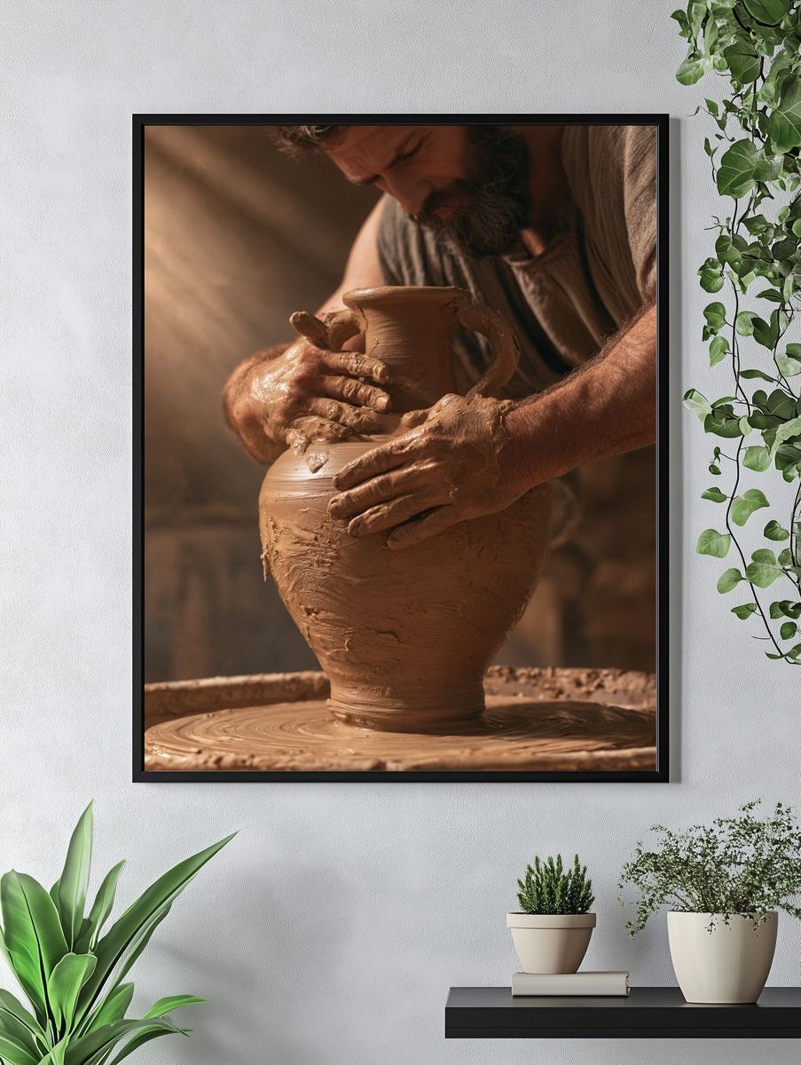 Potter at the Wheel Photography Poster. — room view 4