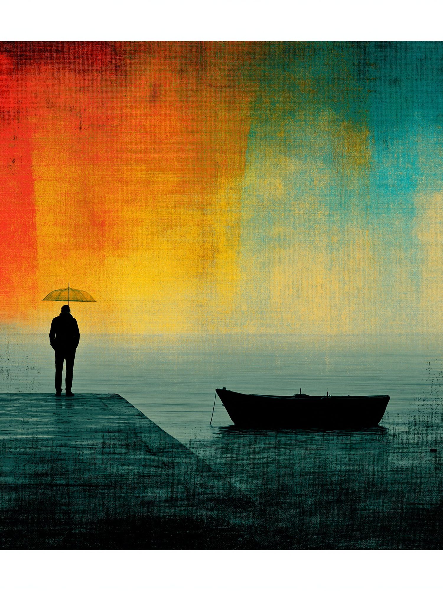 Solitary Dock at Sunset Poster. poster detail