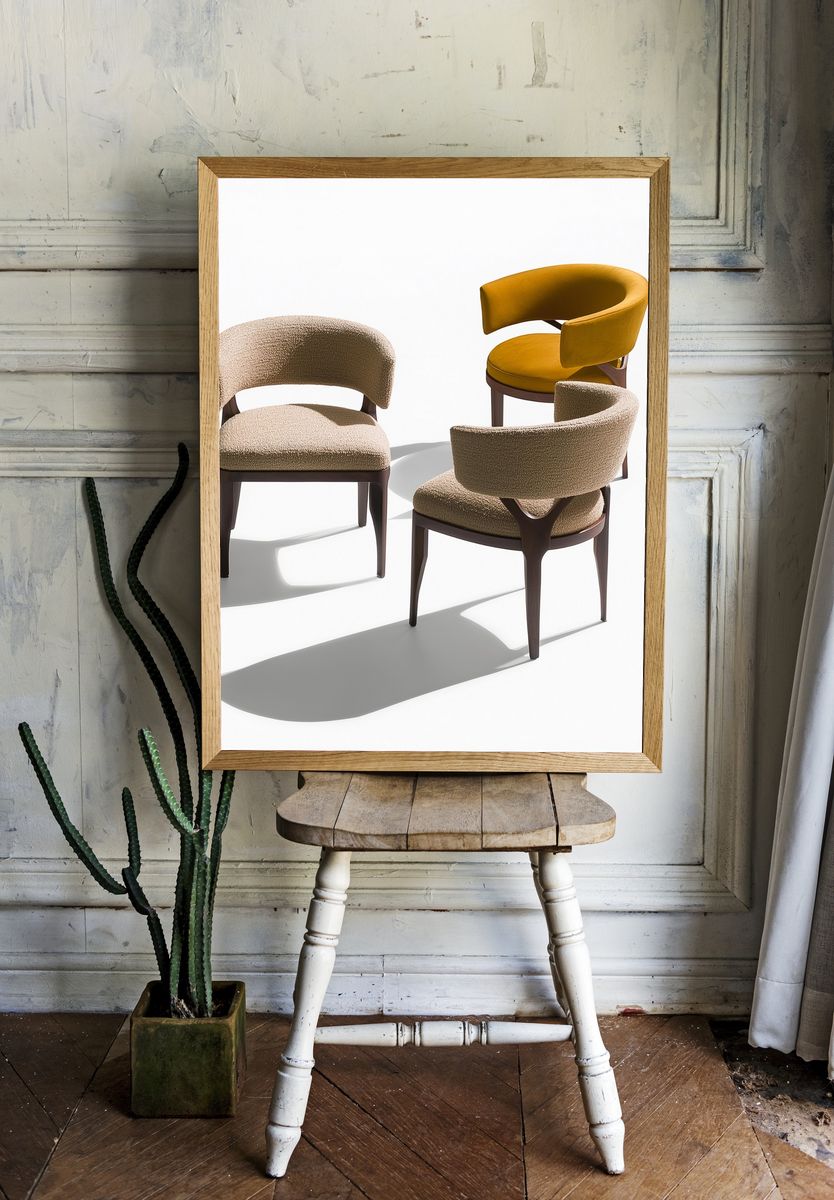 Modern Curved Chairs Photography Poster. room preview