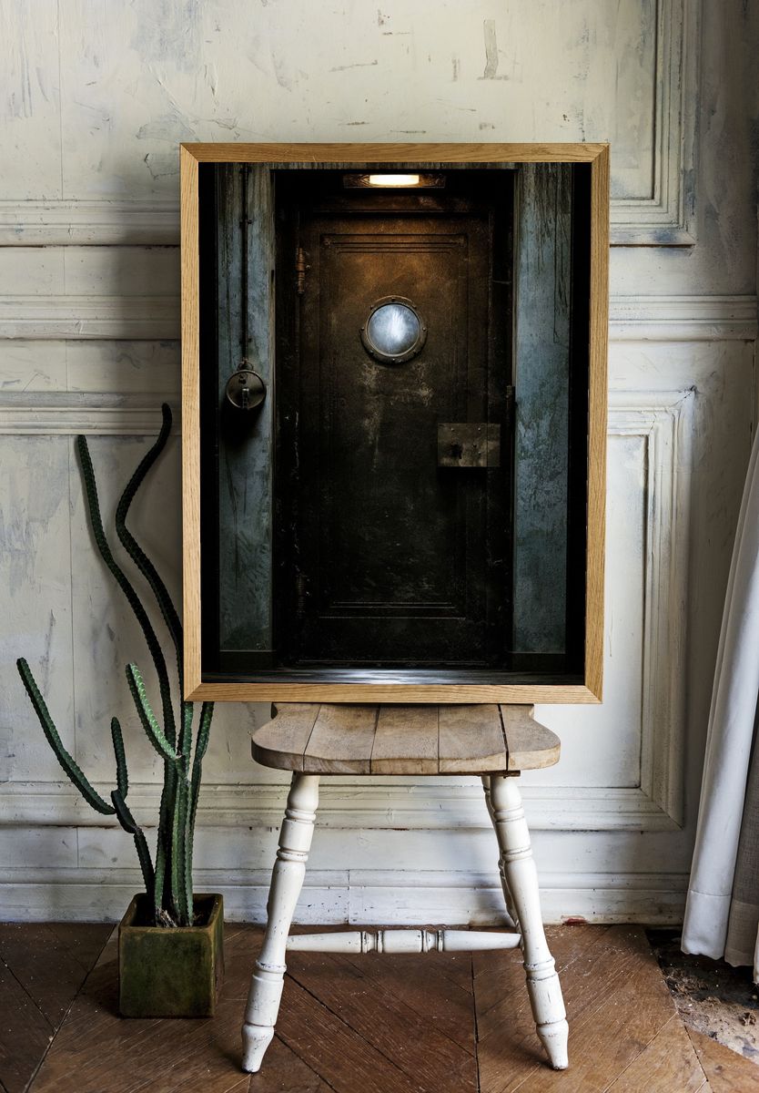 Industrial Steel Door Photography Poster. — room view 1