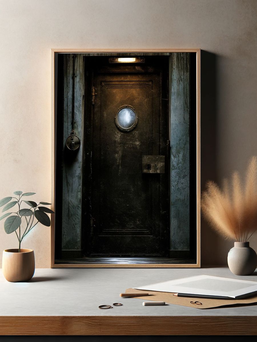 Industrial Steel Door Photography Poster. — room view 2