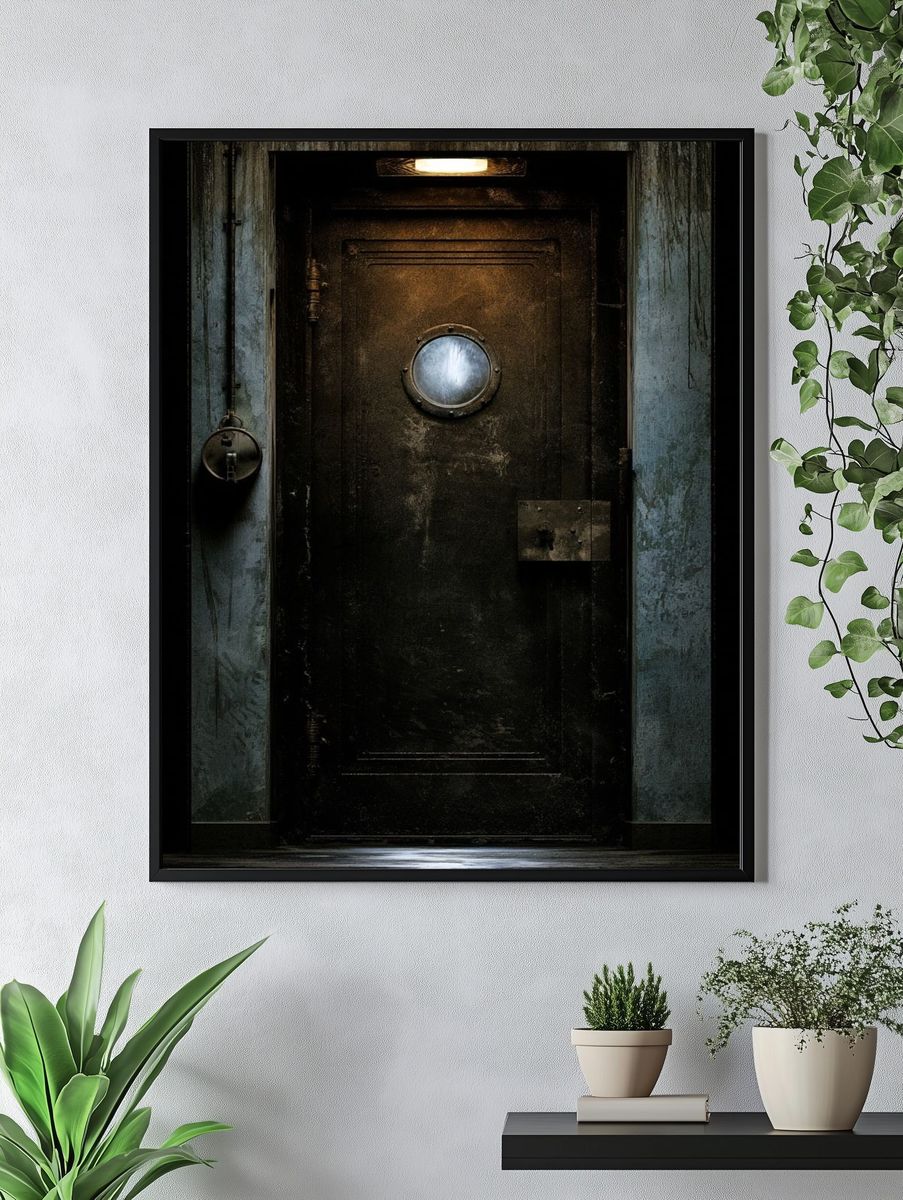 Industrial Steel Door Photography Poster. — room view 4