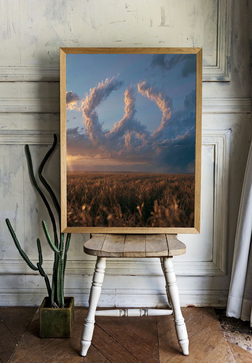 Stormy Prairie Sky Photography Poster. — room view 1