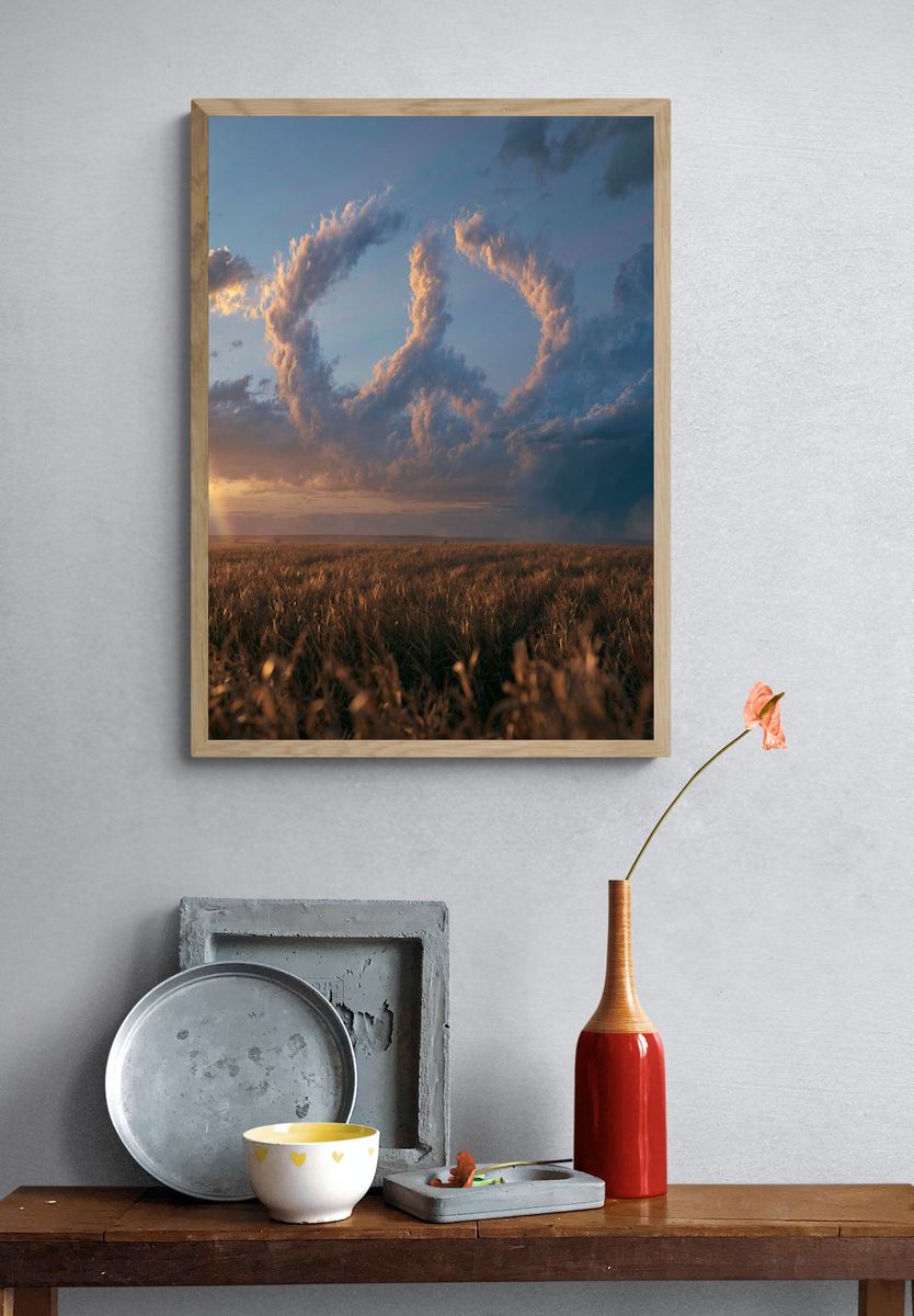 Stormy Prairie Sky Photography Poster. — room view 3