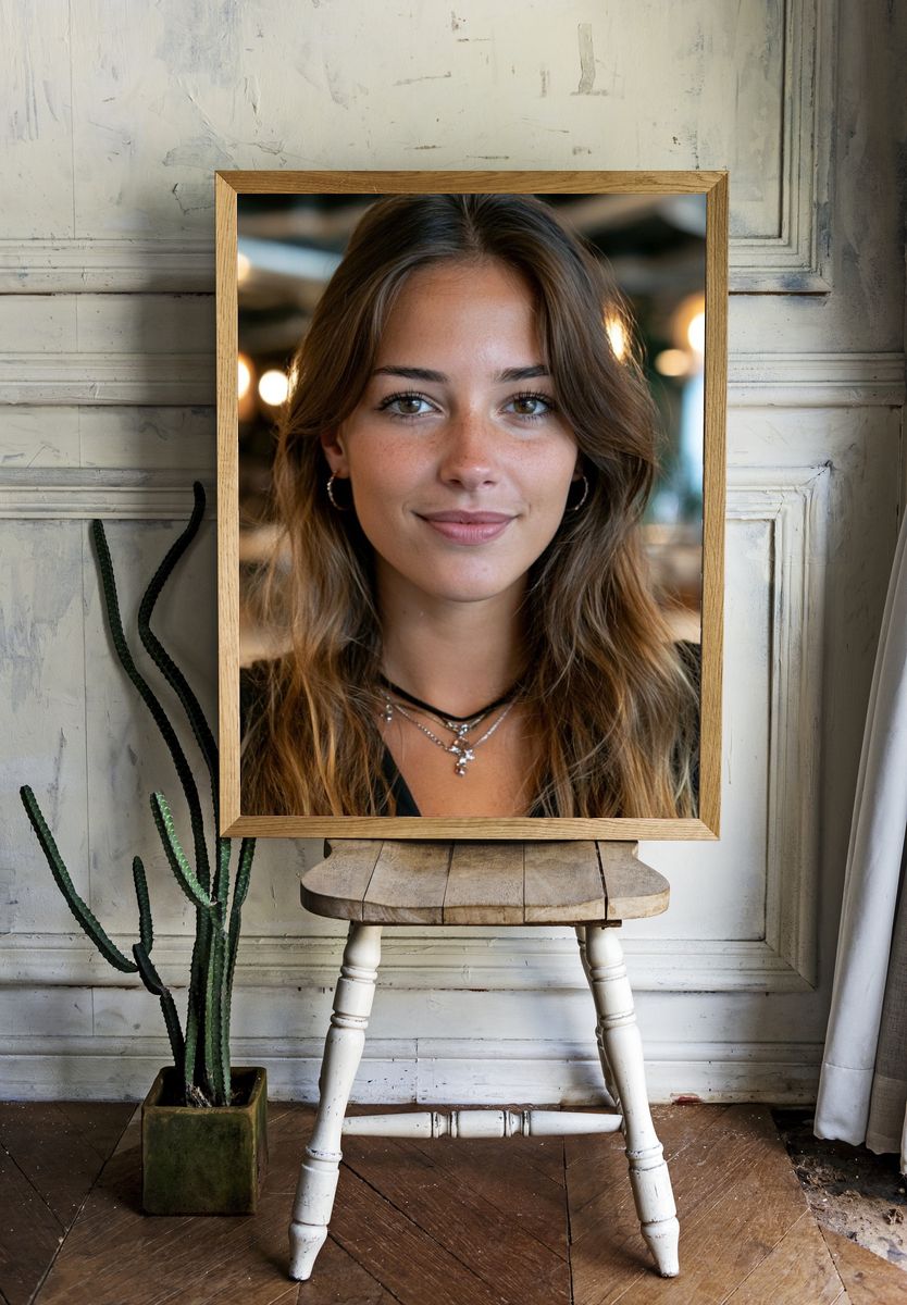 Smiling Woman Portrait Photography Poster. room preview