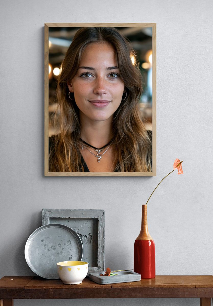 Smiling Woman Portrait Photography Poster. — room view 3