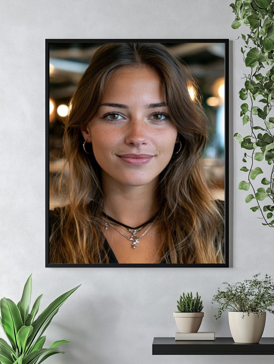 Smiling Woman Portrait Photography Poster. — room view 4