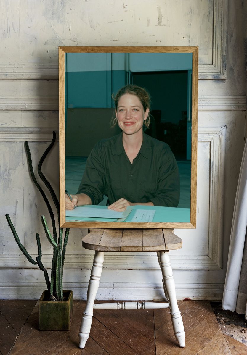 Smiling Woman Portrait Photography Poster. room preview