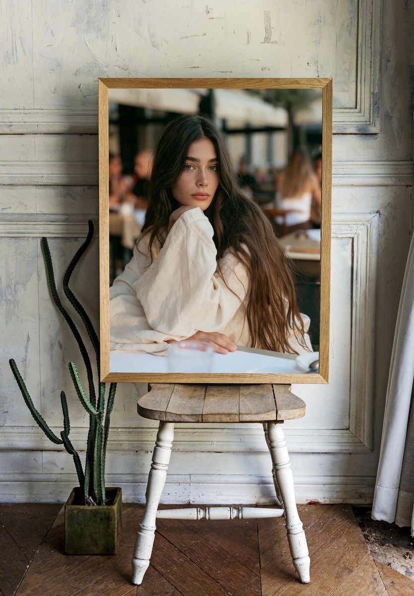 Elegant Café Portrait Print. room preview