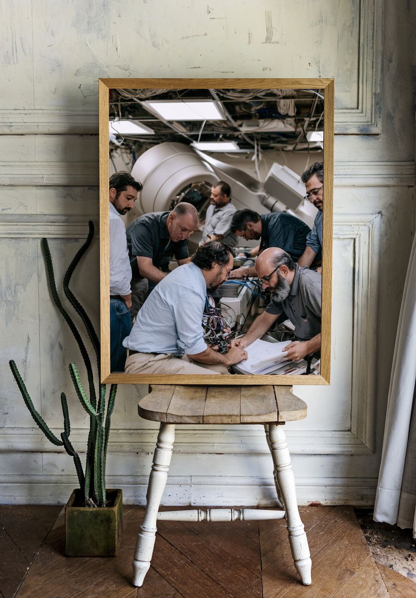 Engineers in Control Room Photography Poster. room preview