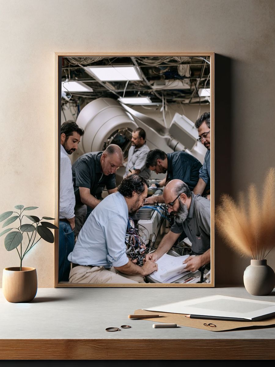 Engineers in Control Room Photography Poster. — room view 2