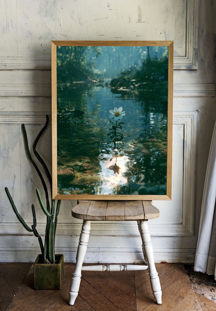 Forest Stream Blossom Photography Poster. room preview