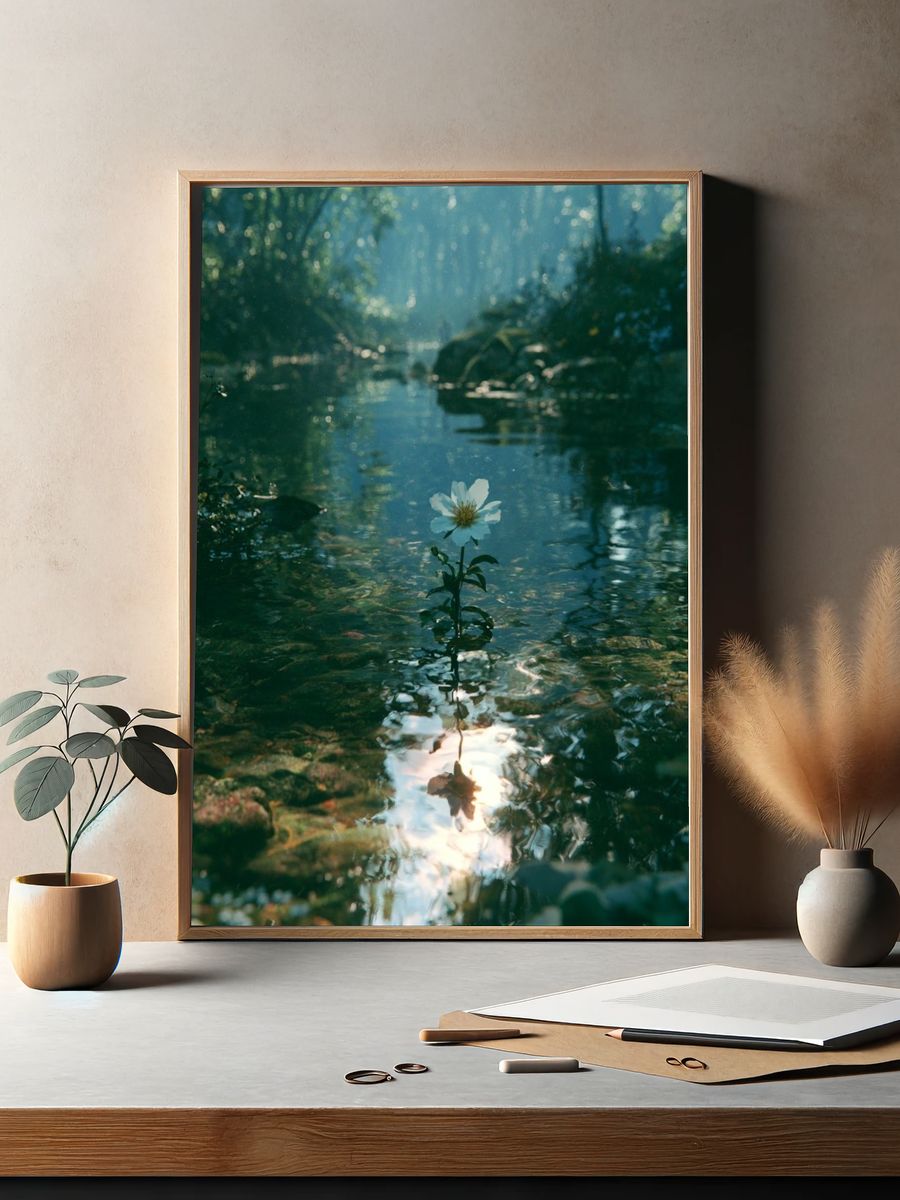 Forest Stream Blossom Photography Poster. — room view 2