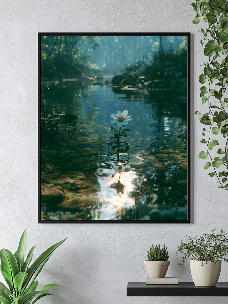 Forest Stream Blossom Photography Poster. — room view 4