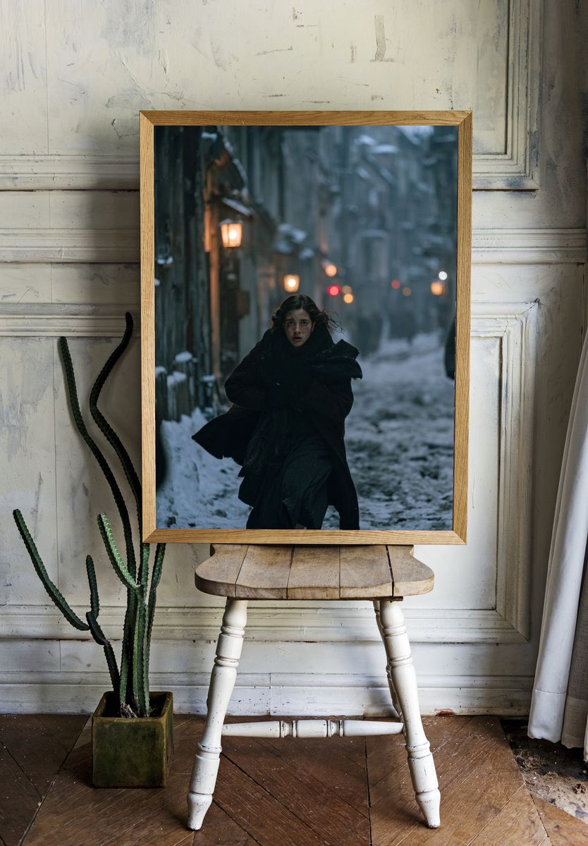 Snowy Alley Chase Photography Poster. room preview