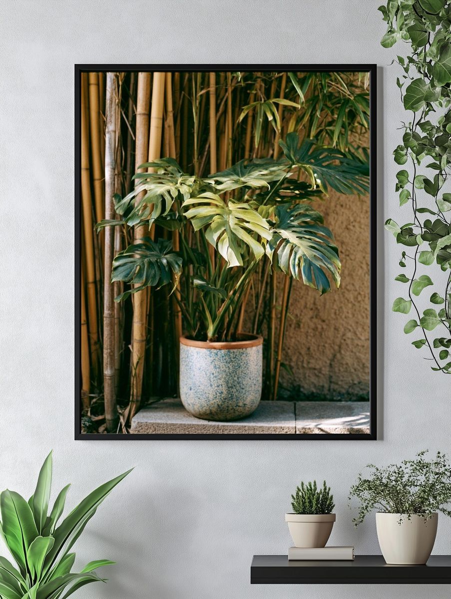 Tropical Potted Monstera Photography Poster. — room view 4