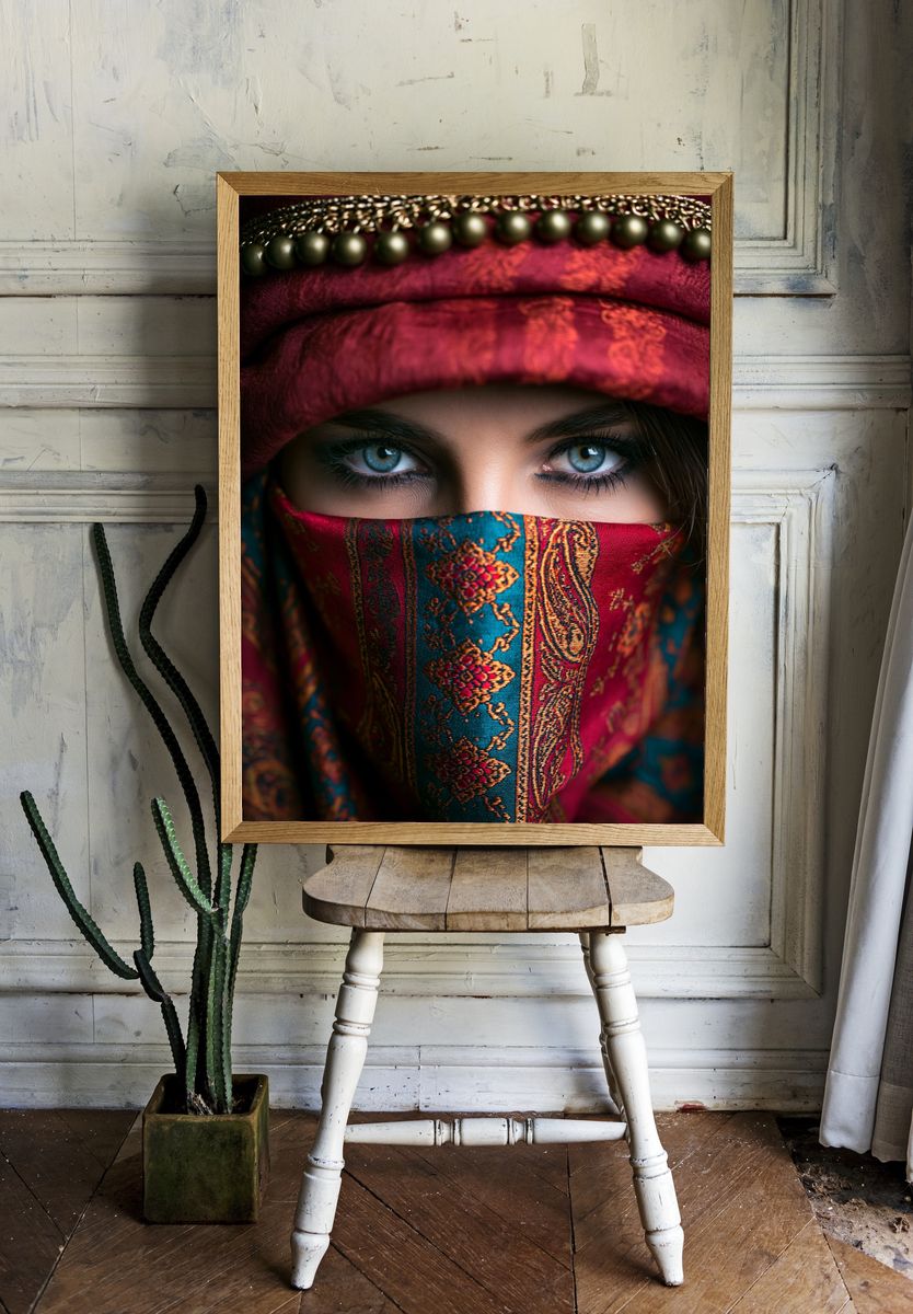 Veiled Eyes Portrait Poster. room preview