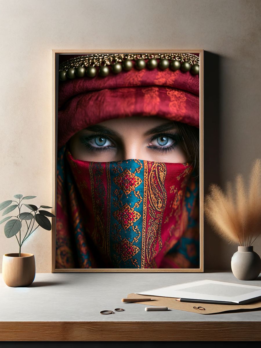 Veiled Eyes Portrait Poster. — room view 2