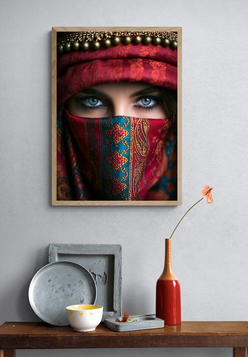 Veiled Eyes Portrait Poster. — room view 3