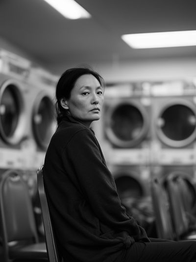 Quiet Portrait in Laundromat Poster. poster