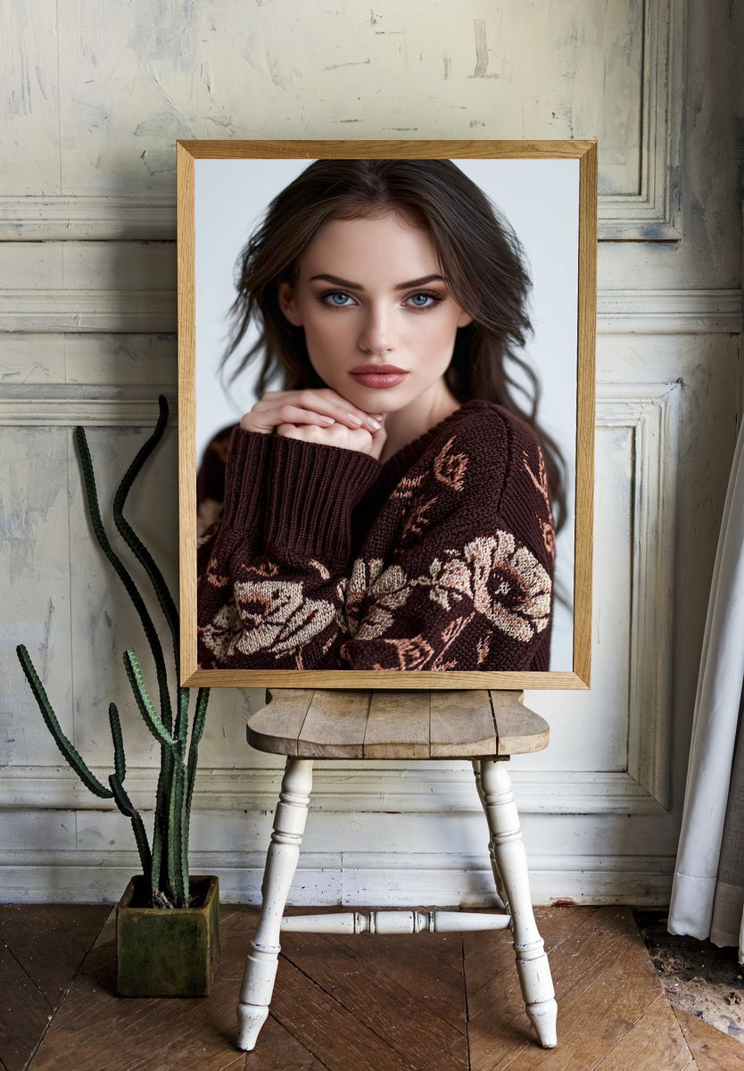 Blue-Eyed Portrait Photography Poster. — room view 1