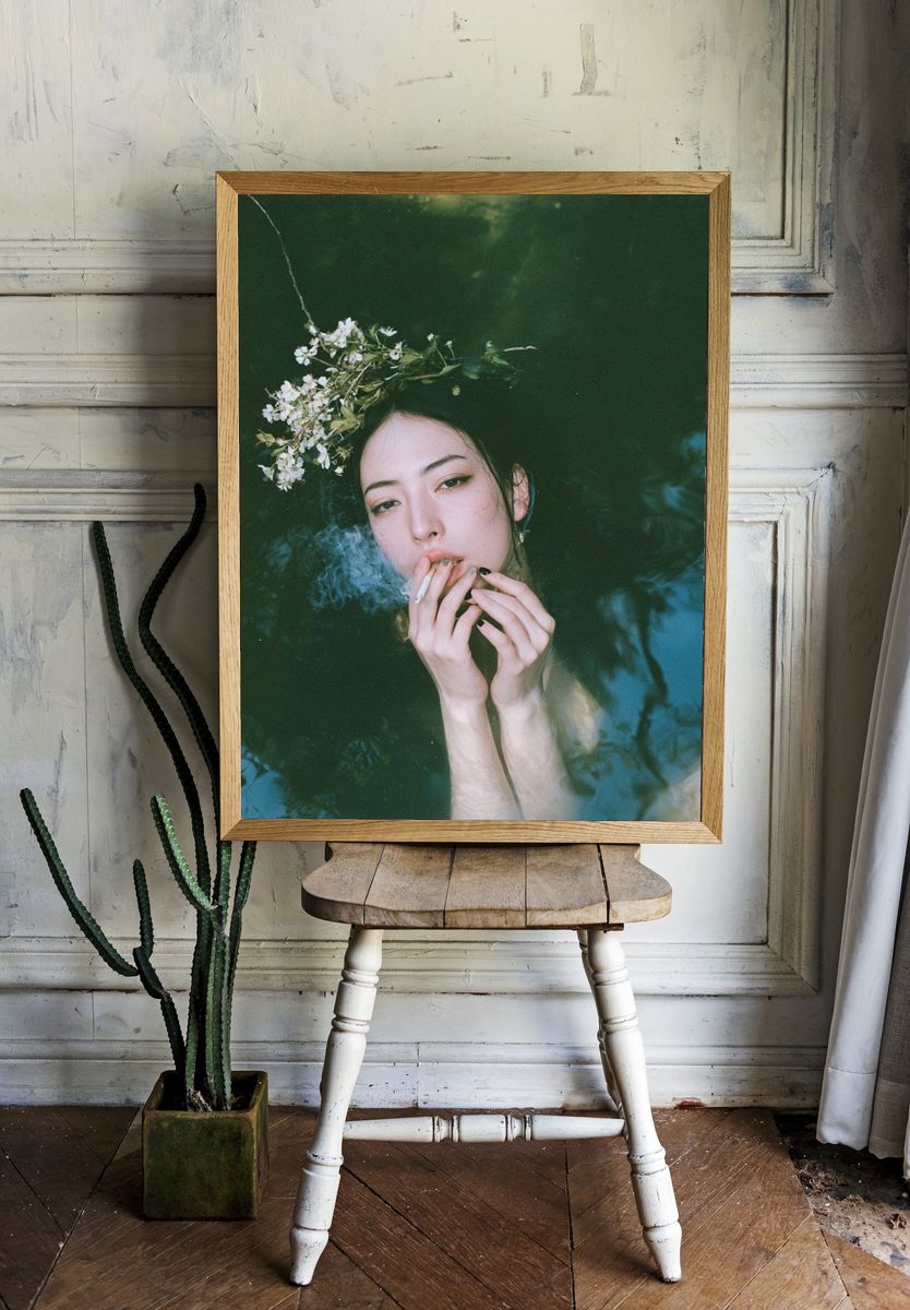 Dreamy Floral Portrait Print. room preview