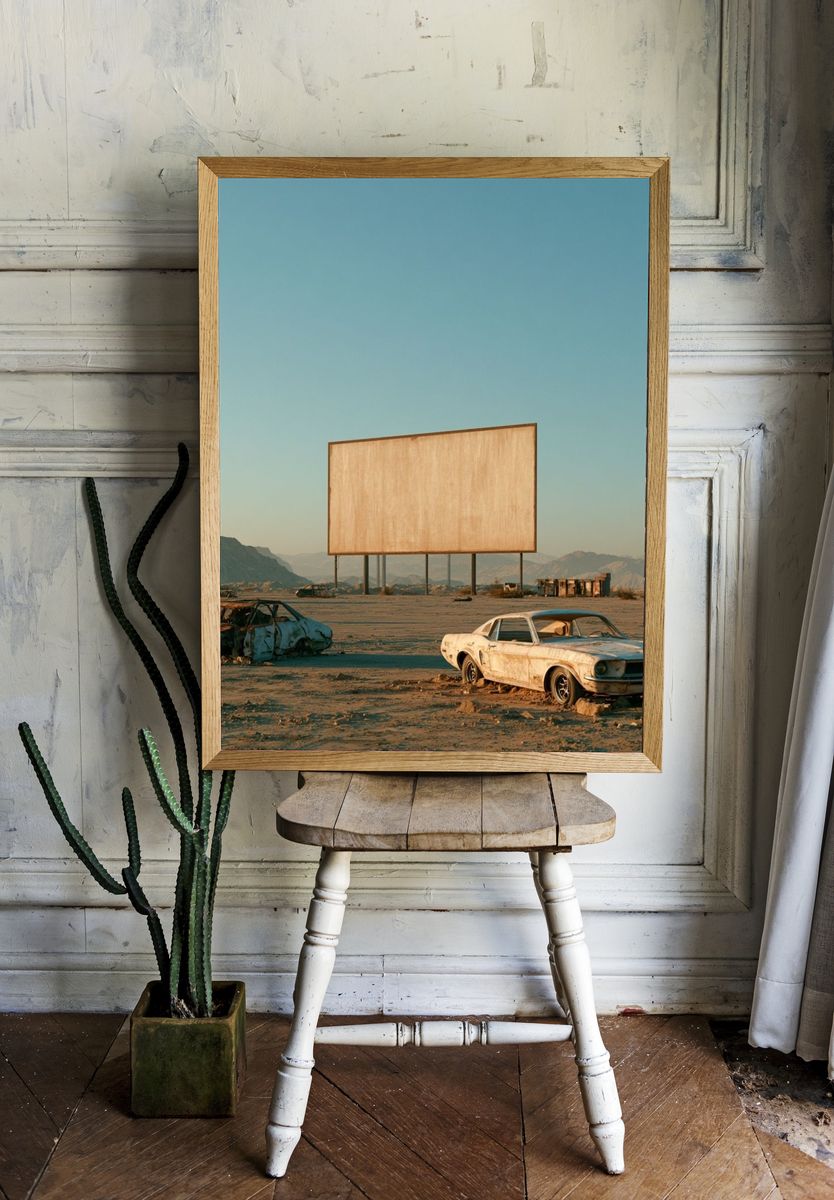 Desert Drive-In Ruins Photography Print. room preview