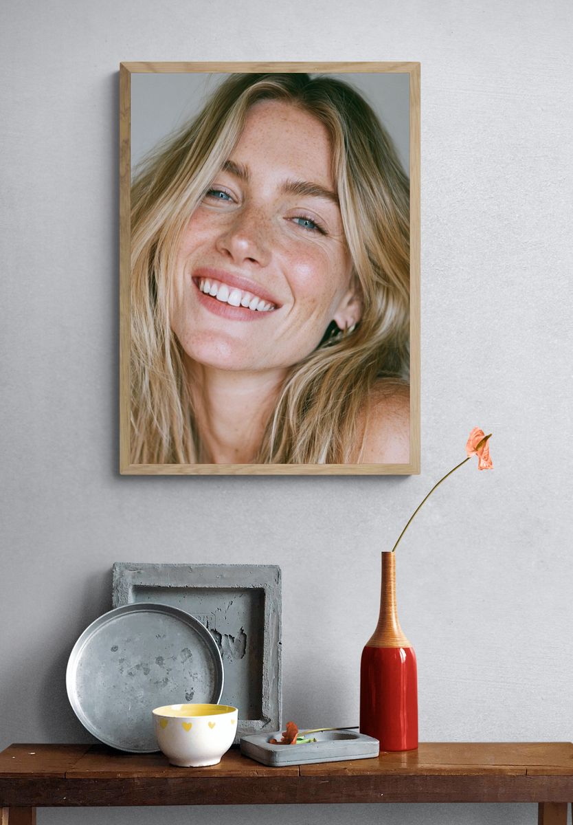 Smiling Blonde Portrait Photography Poster. — room view 3