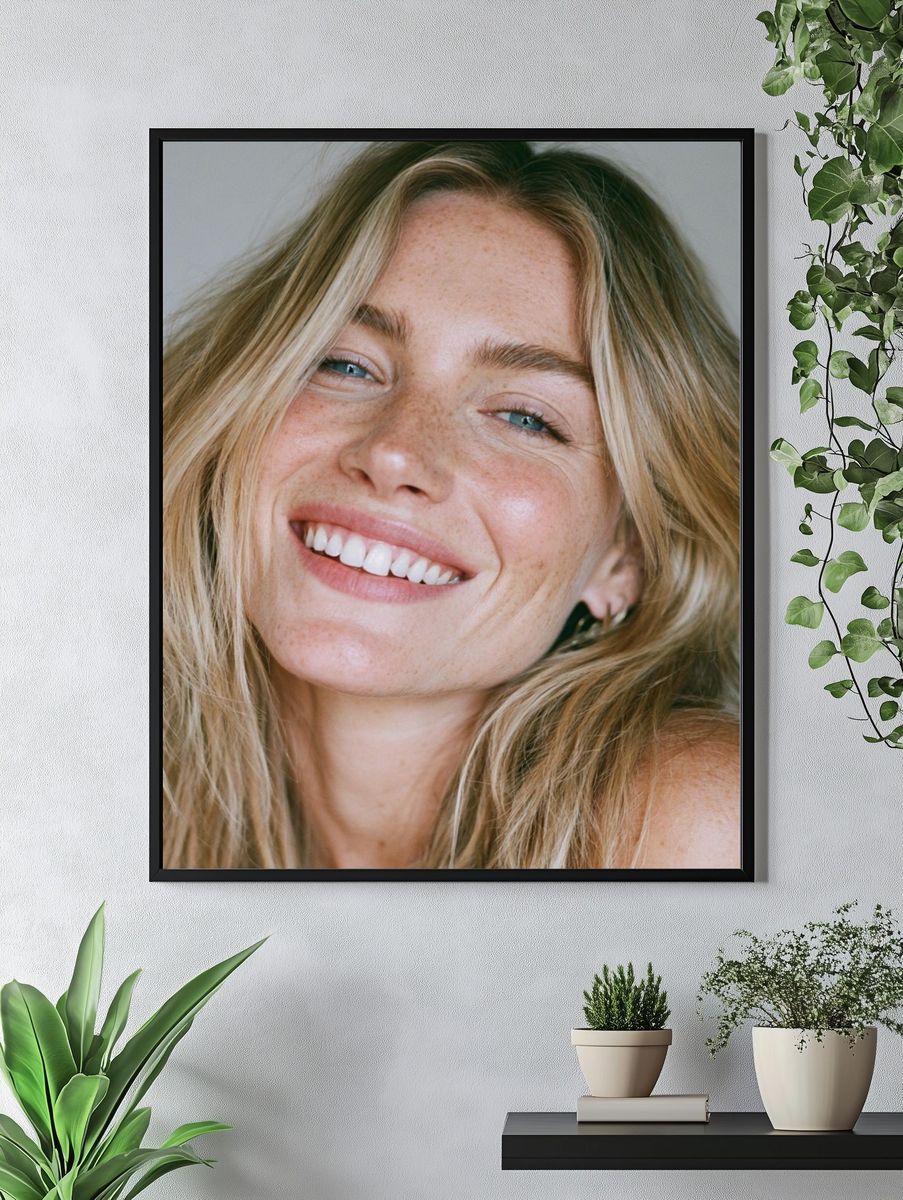 Smiling Blonde Portrait Photography Poster. — room view 4