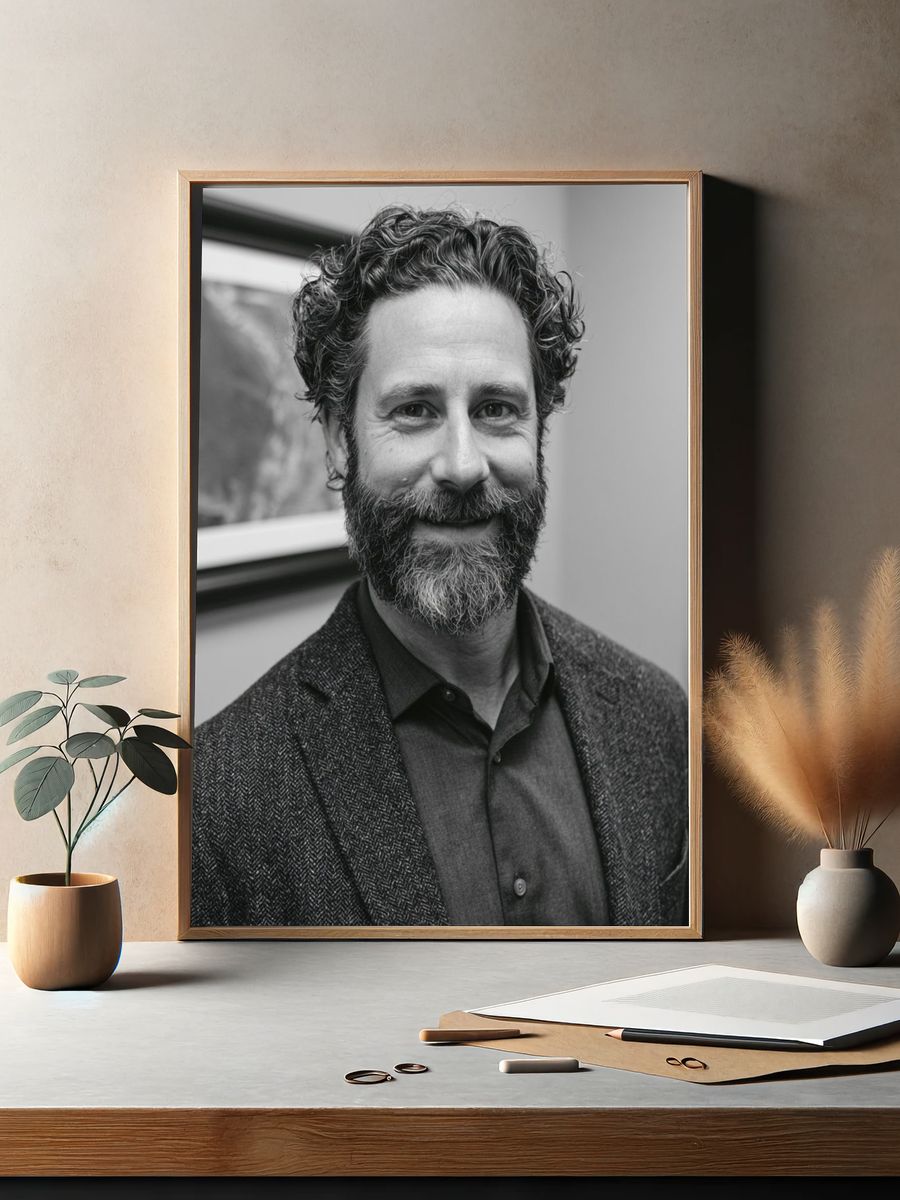 Smiling Bearded Portrait Photography Poster. — room view 2