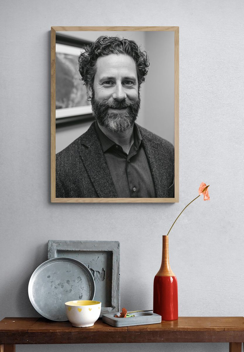 Smiling Bearded Portrait Photography Poster. — room view 3