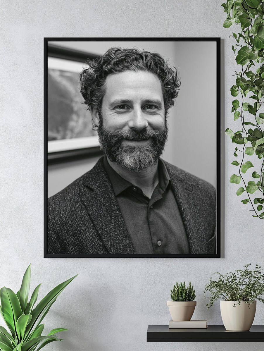 Smiling Bearded Portrait Photography Poster. — room view 4