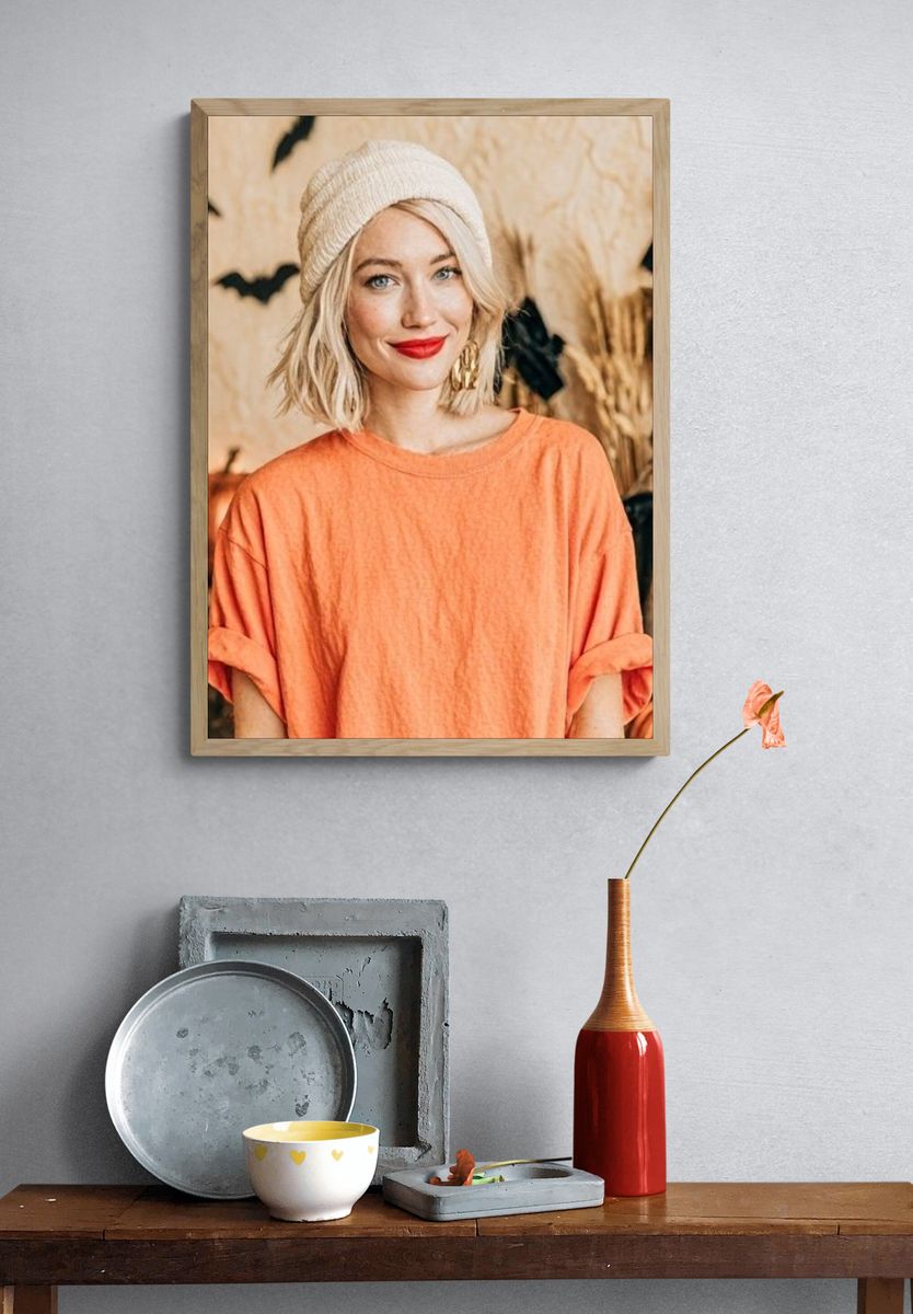 Blonde Portrait in Orange Top Poster. — room view 3