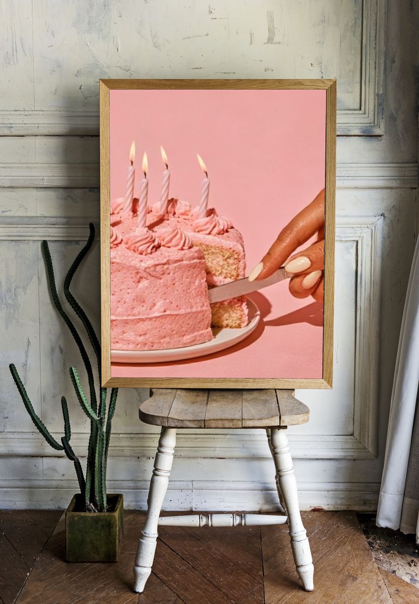 Pink Birthday Cake Photography Poster. room preview