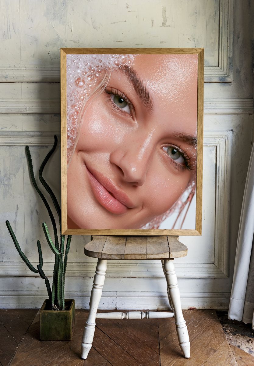 Bubble Face Portrait Print. room preview