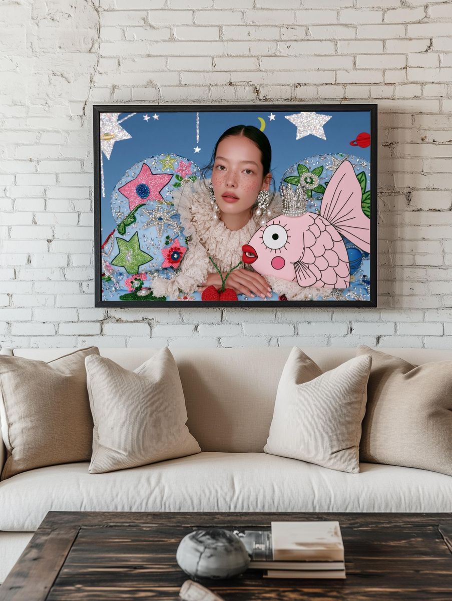 Surreal Fashion Portrait Print. room preview