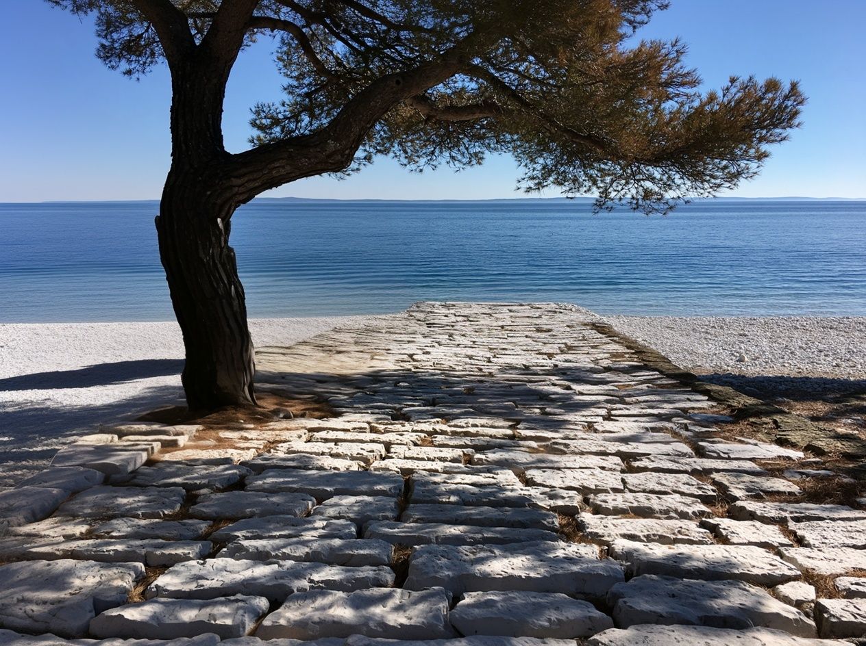Seaside Stone Path Photography Poster. poster detail